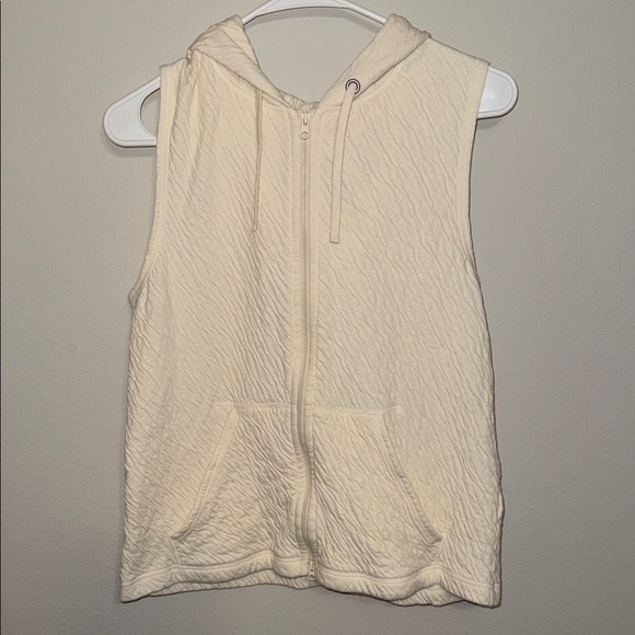 Eileen Fisher Off-White Hooded Vest - Organic Cotton - Medium. B9 - Picture 1 of 5